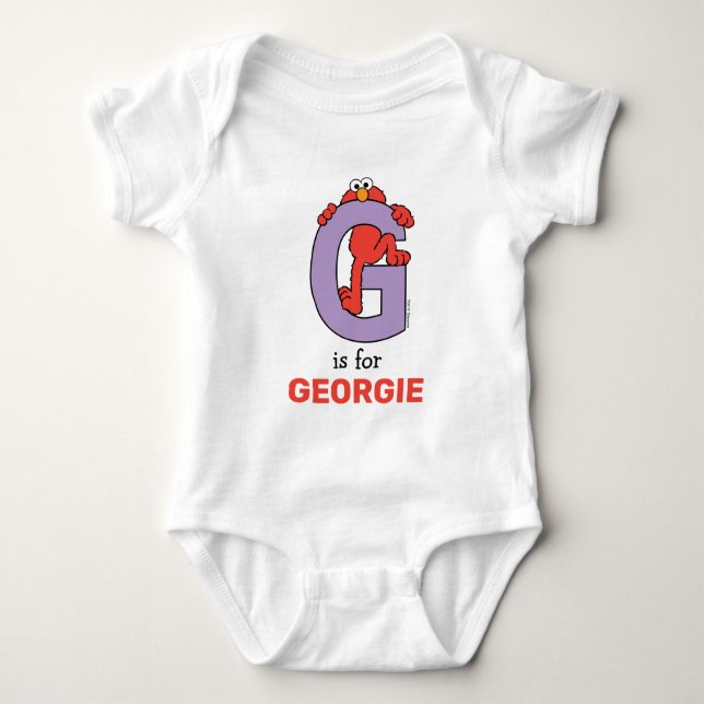 Elmo Alphabet | G Purple Baby Bodysuit (Front)