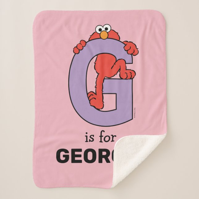 Elmo Alphabet | G Purple Sherpa Blanket (Front)