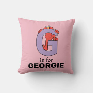Elmo Alphabet G Purple Throw Pillow