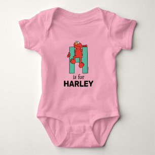 Elmo Alphabet   H Green Baby Bodysuit