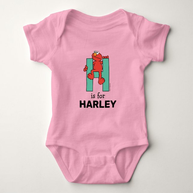 Elmo Alphabet | H Green Baby Bodysuit (Front)