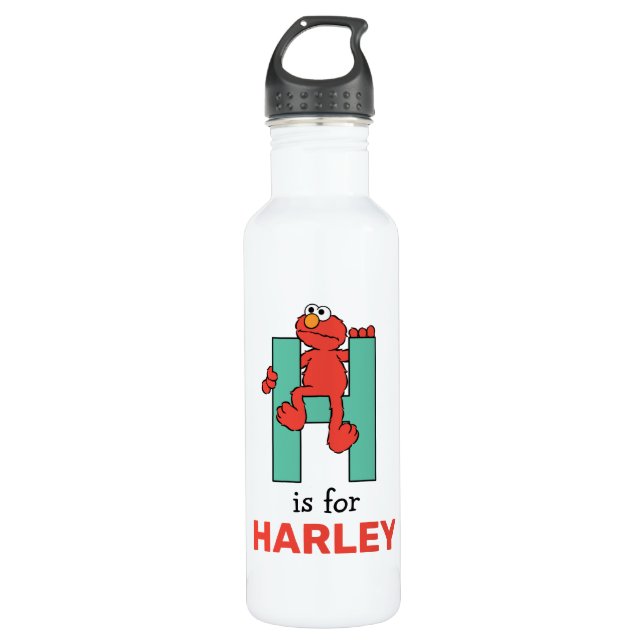 Elmo Alphabet | H Green Stainless Steel Water Bottle (Front)