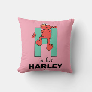 Elmo Alphabet H Green Throw Pillow