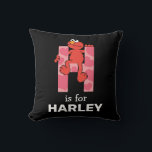 Elmo Alphabet | H Hearts Throw Pillow<br><div class="desc">This cute art features Elmo posing in all the letters of the alphabet. Personalize this cute Sesame Street design by adding your child's name.  © 2021 Sesame Workshop. www.sesamestreet.org</div>