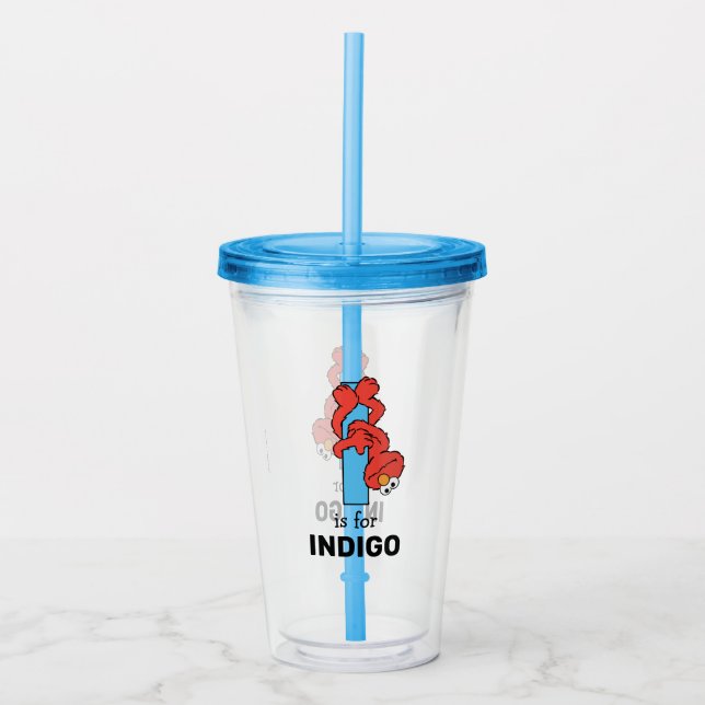 Elmo Alphabet | I Blue Acrylic Tumbler (Front)