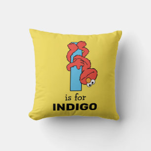 Elmo Alphabet I Blue Throw Pillow