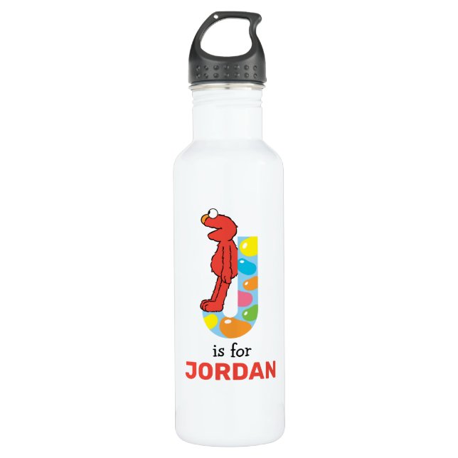 Elmo Alphabet | J Jelly Bean Stainless Steel Water Bottle (Front)