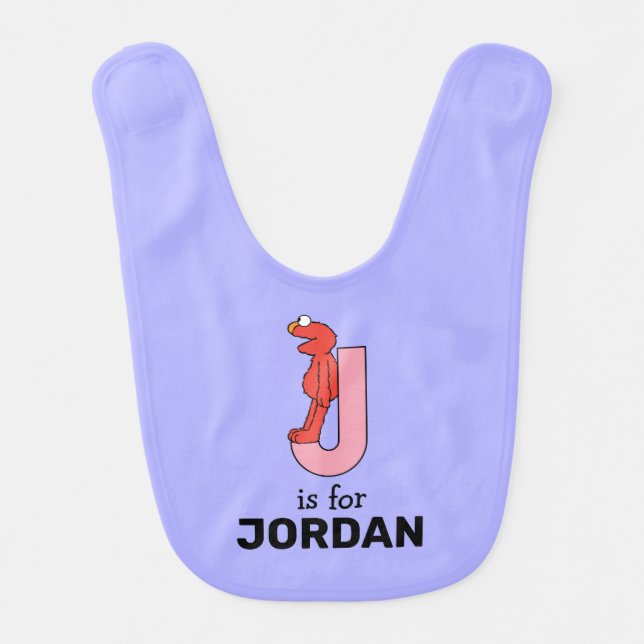 Elmo Alphabet | J Pink Baby Bib (Front)