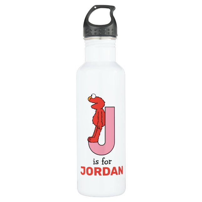 Elmo Alphabet | J Pink Stainless Steel Water Bottle (Front)