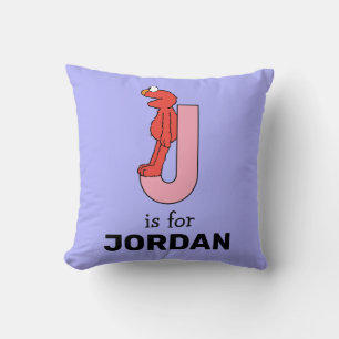 Elmo Alphabet   J Pink Throw Pillow