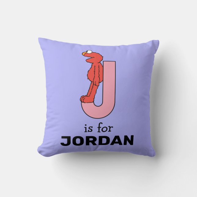 Elmo Alphabet | J Pink Throw Pillow (Front)