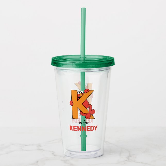 Elmo Alphabet | K Orange Acrylic Tumbler (Front)