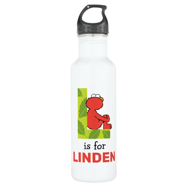 Elmo Alphabet | L Leaf Stainless Steel Water Bottle (Front)