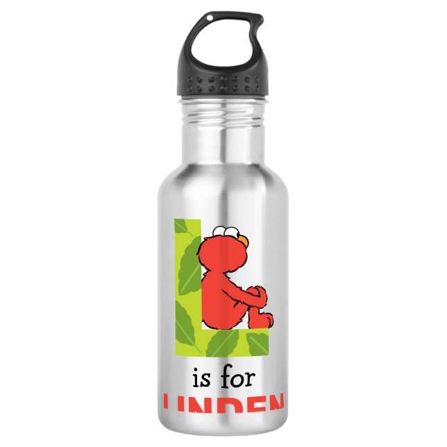 Elmo Alphabet | L Leaf Stainless Steel Water Bottle (Front)