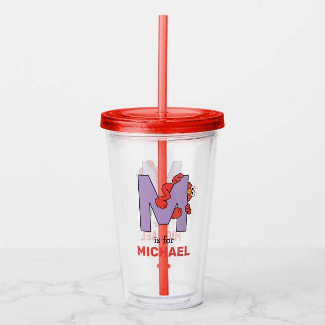 Elmo Alphabet | M Purple Acrylic Tumbler (Front)