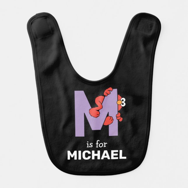 Elmo Alphabet | M Purple Baby Bib (Front)