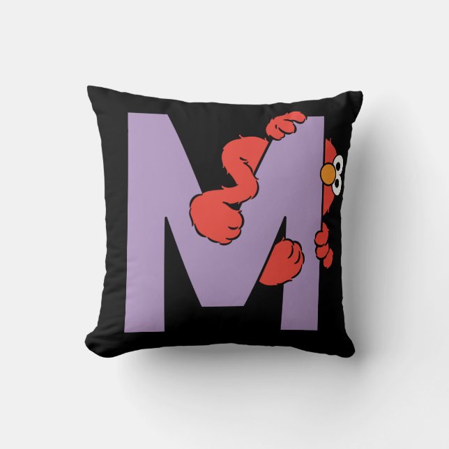 Elmo Alphabet | M Purple Throw Pillow (Front)