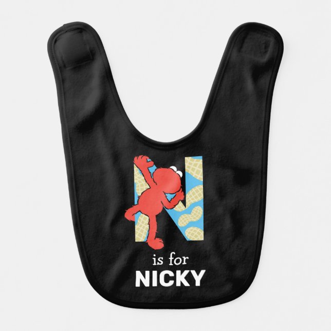 Elmo Alphabet | N Nuts Baby Bib (Front)