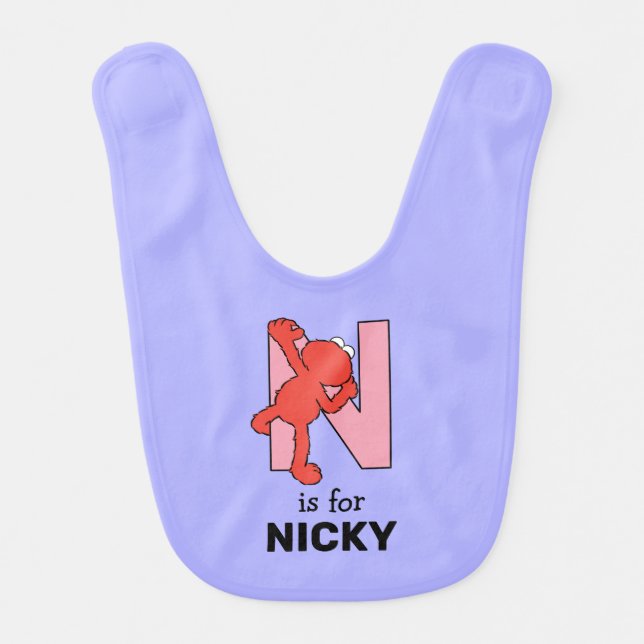 Elmo Alphabet | N Pink Baby Bib (Front)