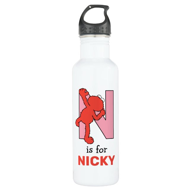 Elmo Alphabet | N Pink Stainless Steel Water Bottle (Front)