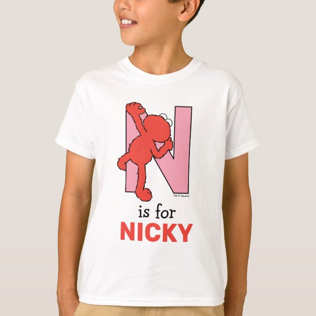 Elmo Alphabet | N Pink T-Shirt (Front)