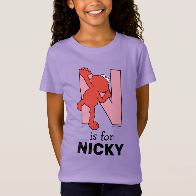 Elmo Alphabet | N Pink T-Shirt (Front)