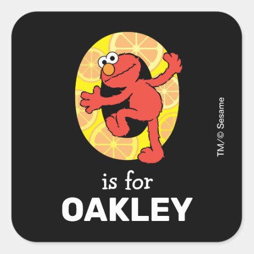 Elmo Alphabet  O Orange Square Sticker