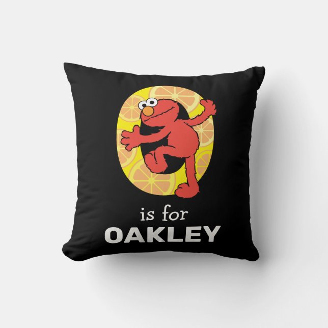 Elmo Alphabet | O Orange Throw Pillow (Front)