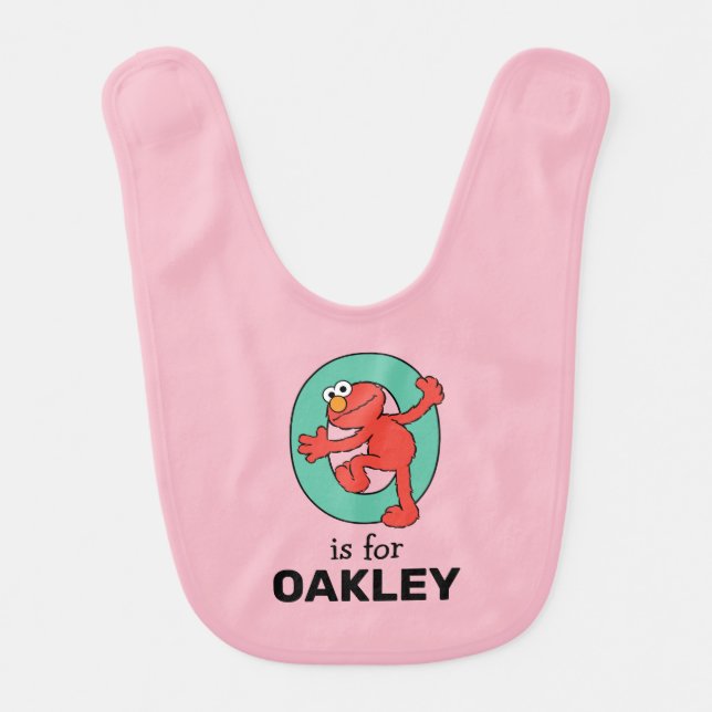Elmo Alphabet | O Teal Baby Bib (Front)