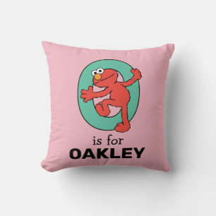 Elmo Alphabet O Teal Throw Pillow
