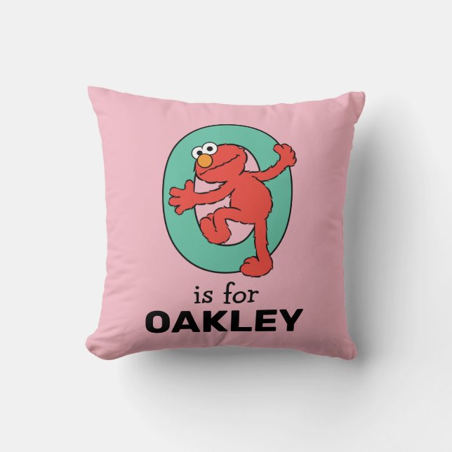 Elmo Alphabet | O Teal Throw Pillow (Front)