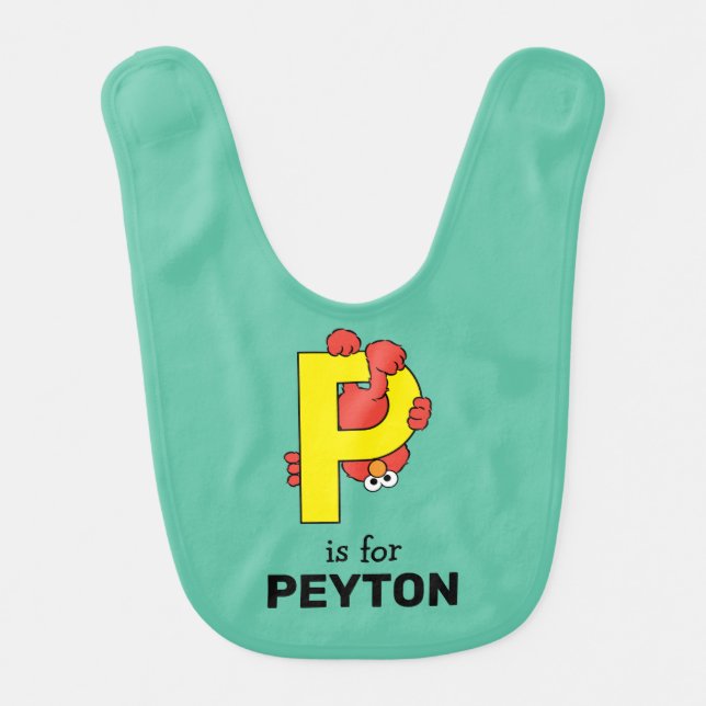 Elmo Alphabet | P Yellow Baby Bib (Front)