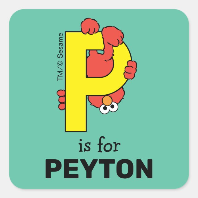 Elmo Alphabet | P Yellow Square Sticker (Front)