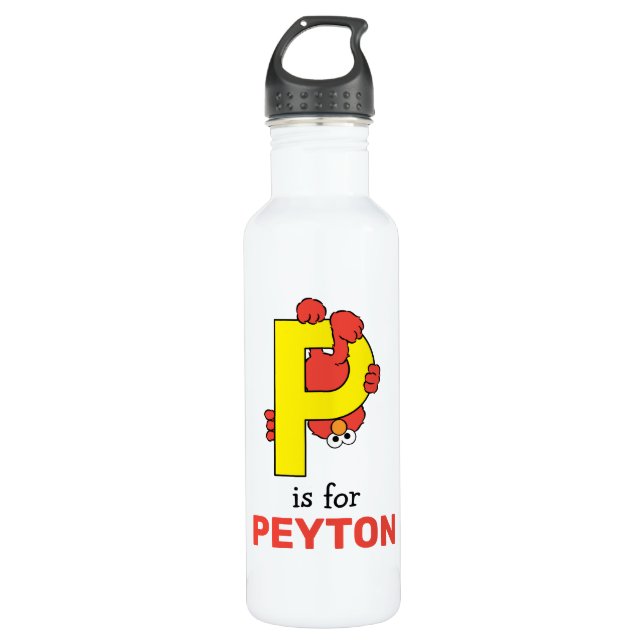 Elmo Alphabet | P Yellow Stainless Steel Water Bottle (Front)