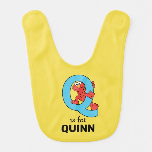 Elmo Alphabet | Q Blue Baby Bib (Front)