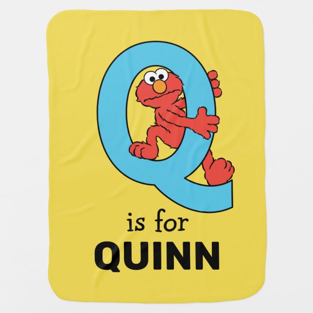 Elmo Alphabet | Q Blue Baby Blanket (Front)