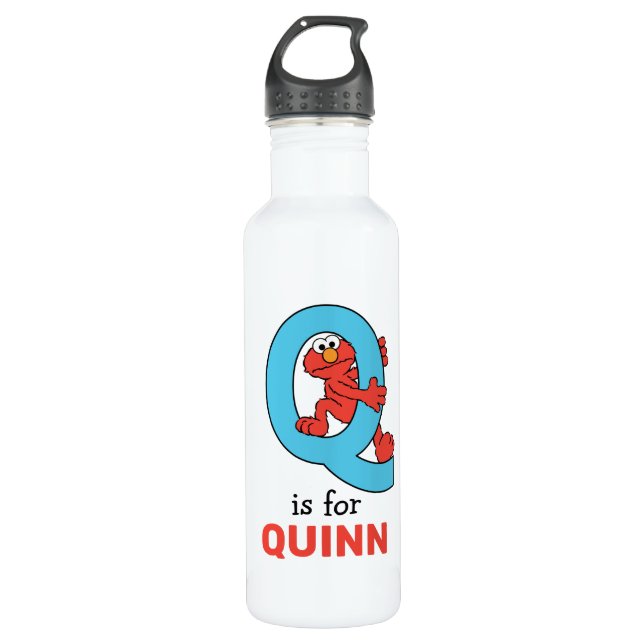 Elmo Alphabet | Q Blue Stainless Steel Water Bottle (Front)