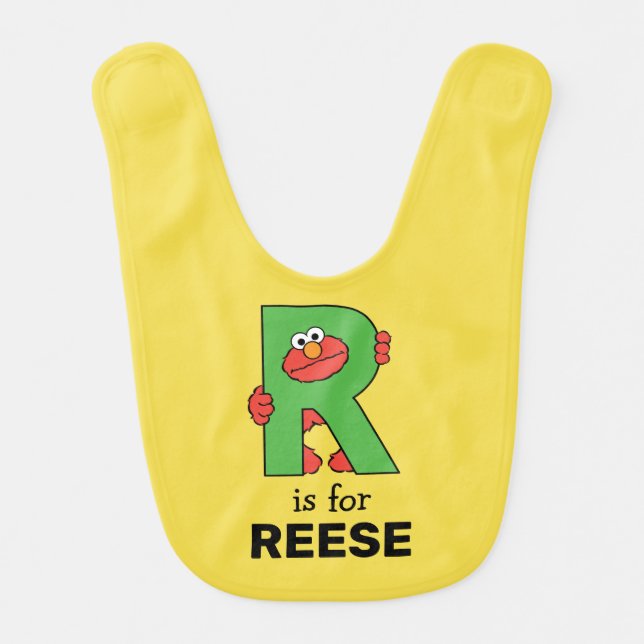 Elmo Alphabet | R Green Baby Bib (Front)