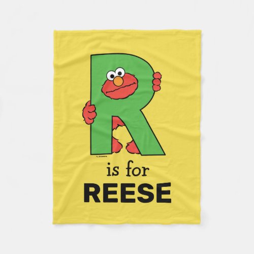 Elmo Alphabet  R Green Fleece Blanket