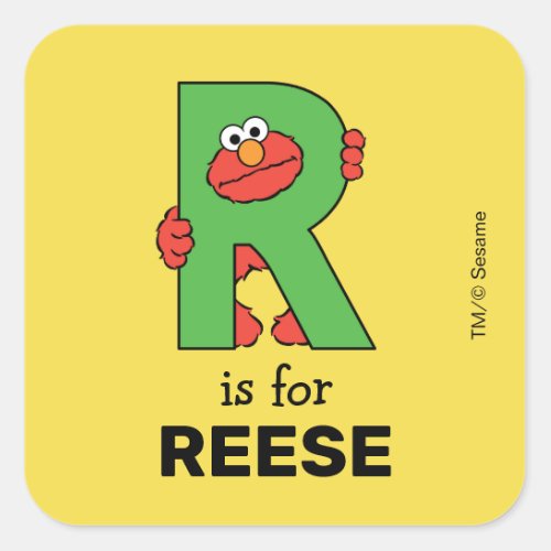 Elmo Alphabet  R Green Square Sticker