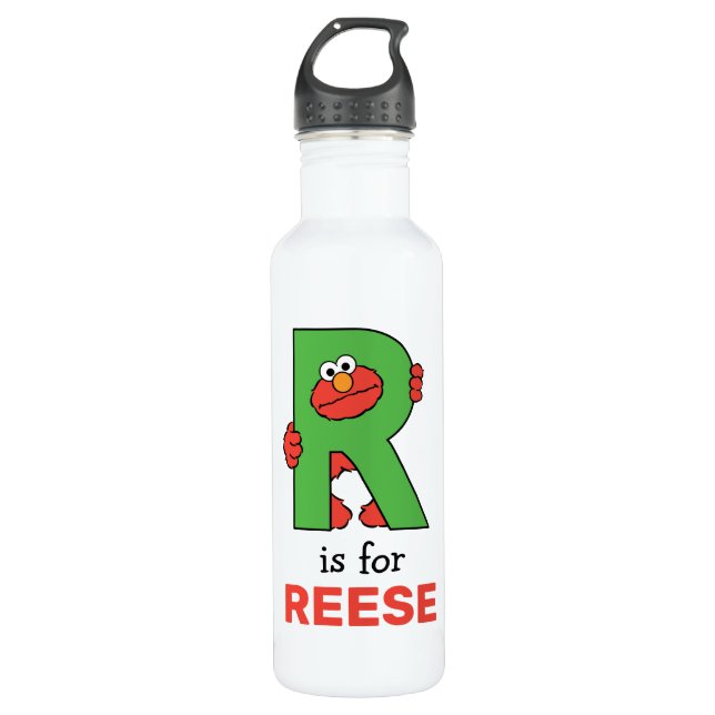 Elmo Alphabet | R Green Stainless Steel Water Bottle (Front)