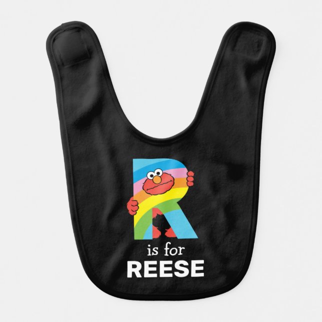 Elmo Alphabet | R Rainbow Baby Bib (Front)