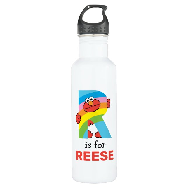 Elmo Alphabet | R Rainbow Stainless Steel Water Bottle (Front)