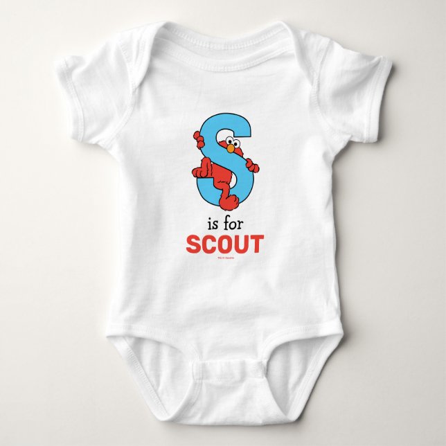 Elmo Alphabet | S Blue Baby Bodysuit (Front)