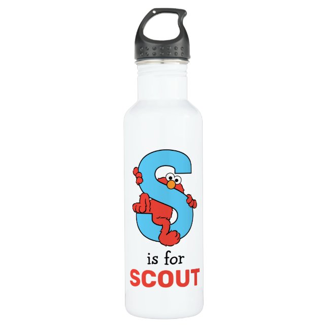 Elmo Alphabet | S Blue Stainless Steel Water Bottle (Front)