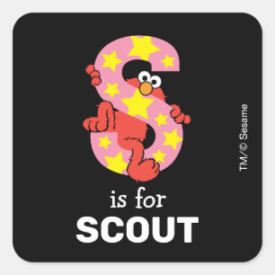 Elmo Alphabet   S Star Square Sticker