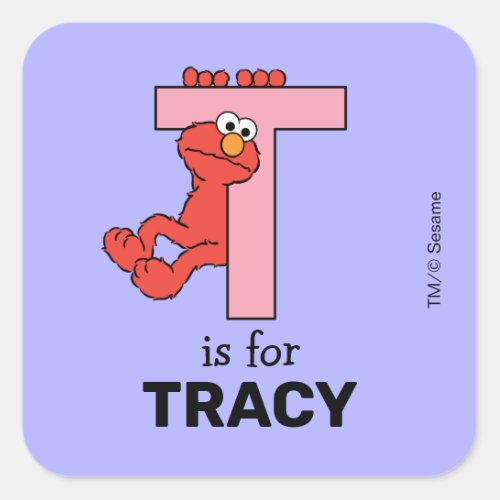 Elmo Alphabet  T Pink Square Sticker