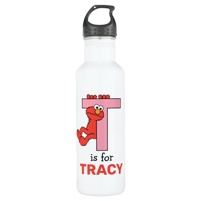 Elmo Alphabet | T Pink Stainless Steel Water Bottle (Front)
