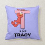 Elmo Alphabet | T Pink Throw Pillow<br><div class="desc">This cute art features Elmo posing in all the letters of the alphabet. Personalize this cute Sesame Street design by adding your child's name.  © 2021 Sesame Workshop. www.sesamestreet.org</div>
