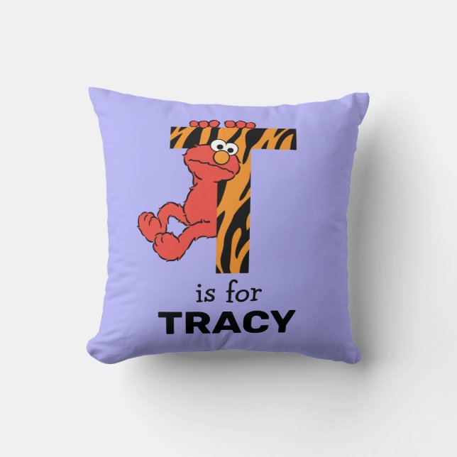 Elmo Alphabet | T Tiger Throw Pillow (Front)